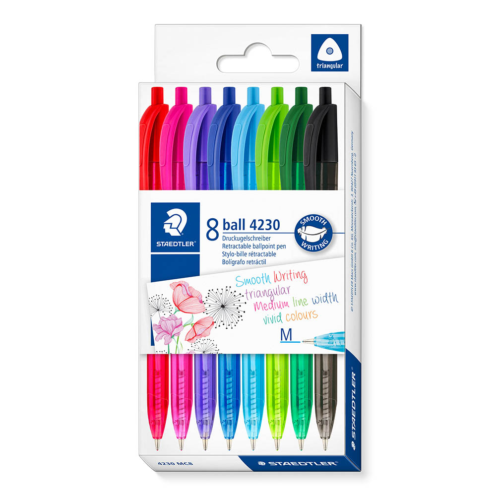 Image for STAEDTLER RETRACTABLE BALLPOINT PEN 1MM ASSORTED PACK 8 from SBA Office National - Darwin