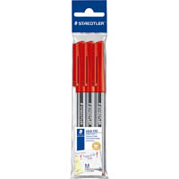 staedtler 430 stick ballpoint pen medium red pack 3