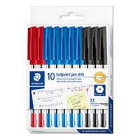 staedtler 430 stick ballpoint pen medium assorted pack 10