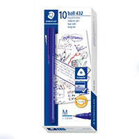 staedtler 432 triangular ballpoint stick pen medium blue box 10