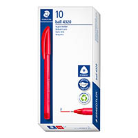 staedtler 4320 triangular ballpoint stick pen fine red box 10