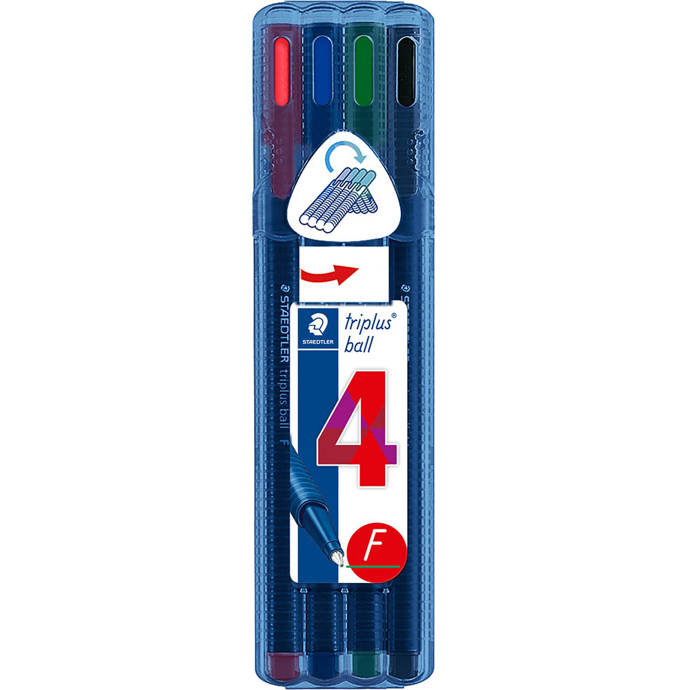 Image for STAEDTLER 437 TRIPLUS BALLPOINT PEN FINE ASSORTED PACK 4 from Aztec Office National