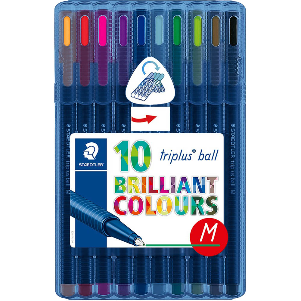 Image for STAEDTLER 437 TRIPLUS BALLPOINT PEN MEDIUM ASSORTED PACK 10 from Discount Office National
