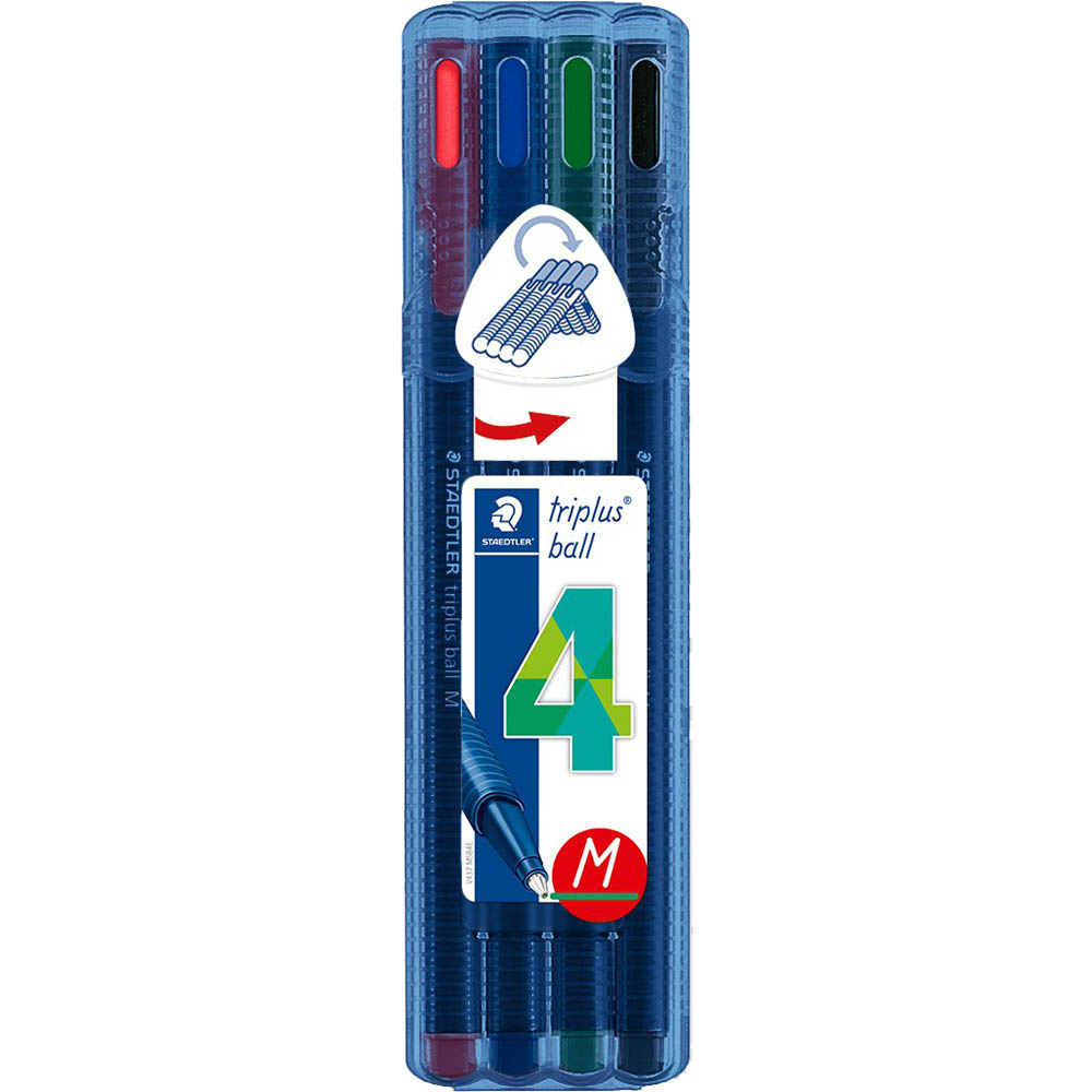 Image for STAEDTLER 437 TRIPLUS BALLPOINT PEN MEDIUM ASSORTED PACK 4 from Discount Office National