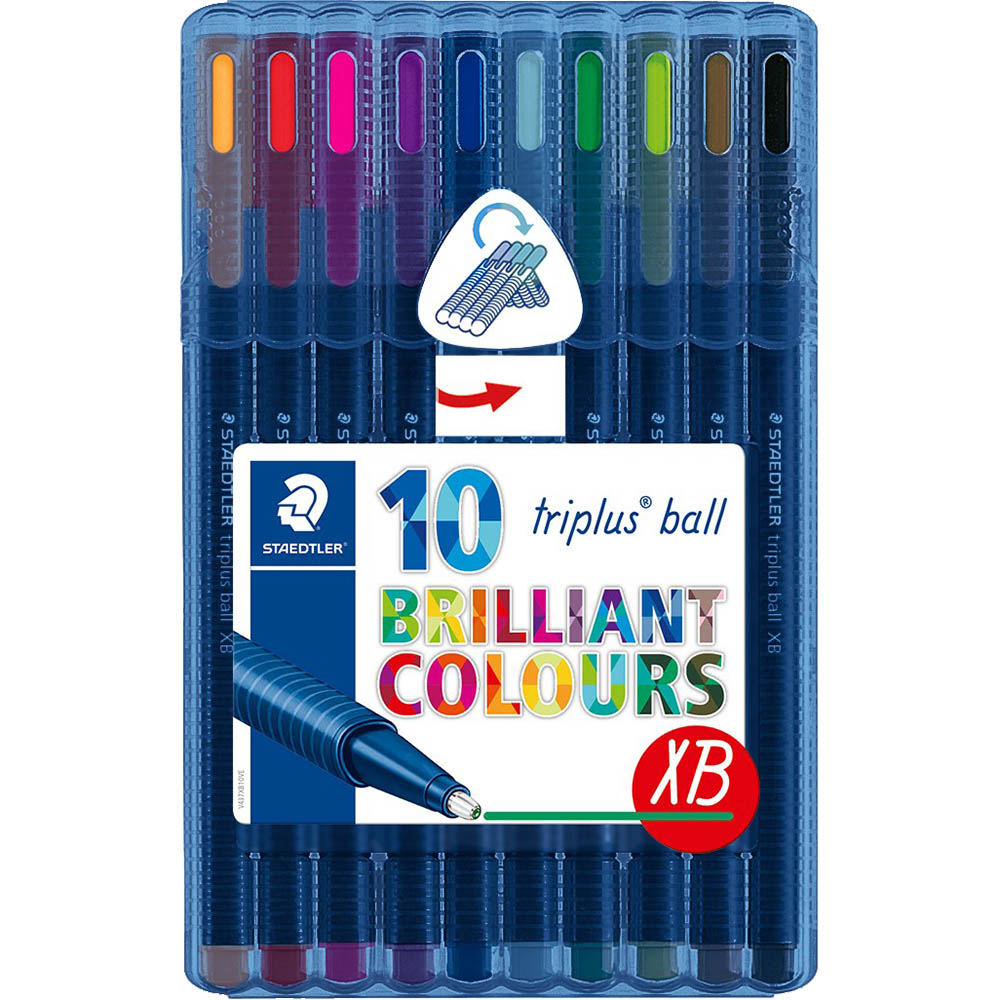 Image for STAEDTLER 437 TRIPLUS BALLPOINT PEN EXTRA BROAD ASSORTED PACK 10 from Office National Caloundra Business Supplies