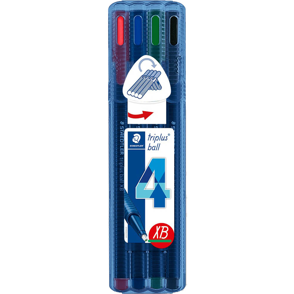 Image for STAEDTLER 437 TRIPLUS BALLPOINT PEN EXTRA BROAD ASSORTED PACK 4 from OFFICE NATIONAL CANNING VALE
