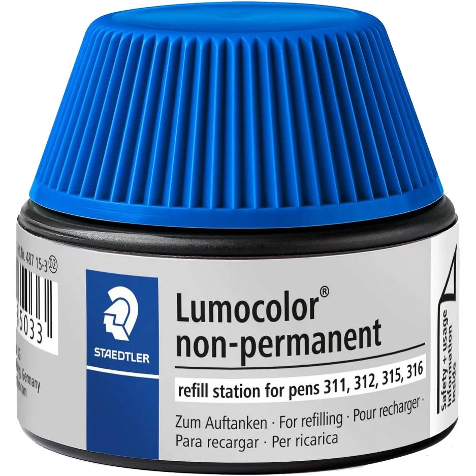 Image for STAEDTLER 487-15 LUMOCOLOR NON-PERMANENT REFILL STATION 15ML BLUE from Aztec Office National