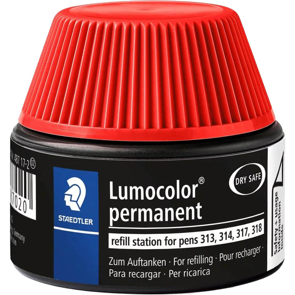 Image for STAEDTLER 487-17 LUMOCOLOR PERMANENT UNIVERSAL REFILL STATION 15ML RED from Aztec Office National