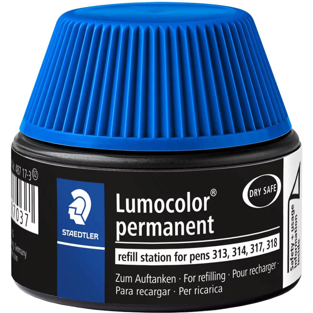 Image for STAEDTLER 487-17 LUMOCOLOR PERMANENT UNIVERSAL REFILL STATION 15ML BLUE from Aztec Office National