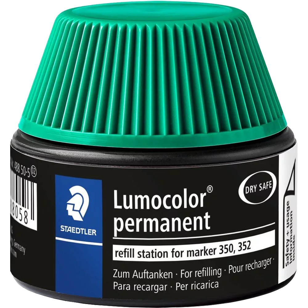 Image for STAEDTLER 488-50 LUMOCOLOR PERMANENT MARKER REFILL STATION 30ML GREEN from Connelly's Office National