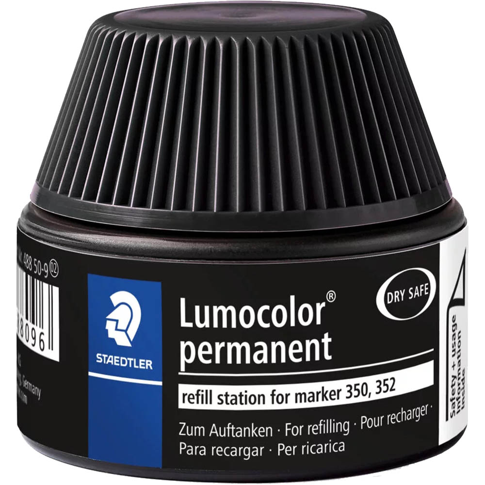Image for STAEDTLER 488-50 LUMOCOLOR PERMANENT MARKER REFILL STATION 30ML BLACK from Connelly's Office National