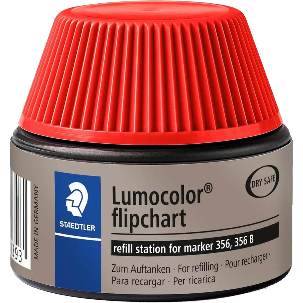 Image for STAEDTLER 488-56 LUMOCOLOR FIPCHART MARKER REFILL STATION 30ML RED from PaperChase Office National