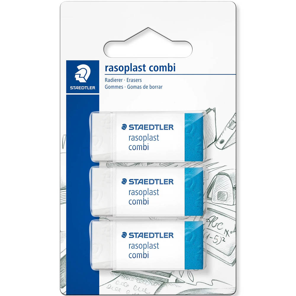 Image for STAEDTLER 526 RASOPLAST COMBI PENCIL ERASER MEDIUM PACK 3 from Office National ONE Solution Business Supplies