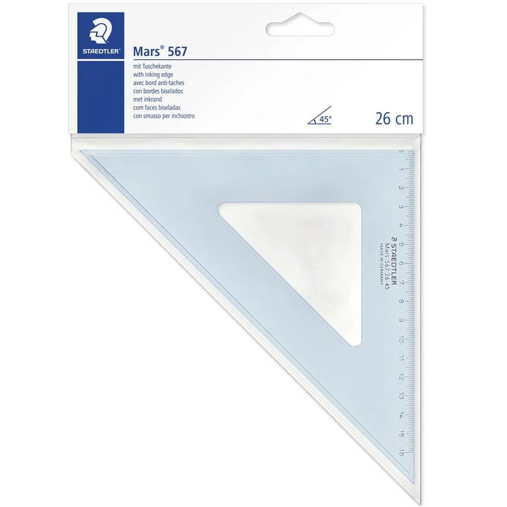 Image for STAEDTLER 567 MARS SET SQUARE 45/45 260MM CLEAR from Office National Hobart
