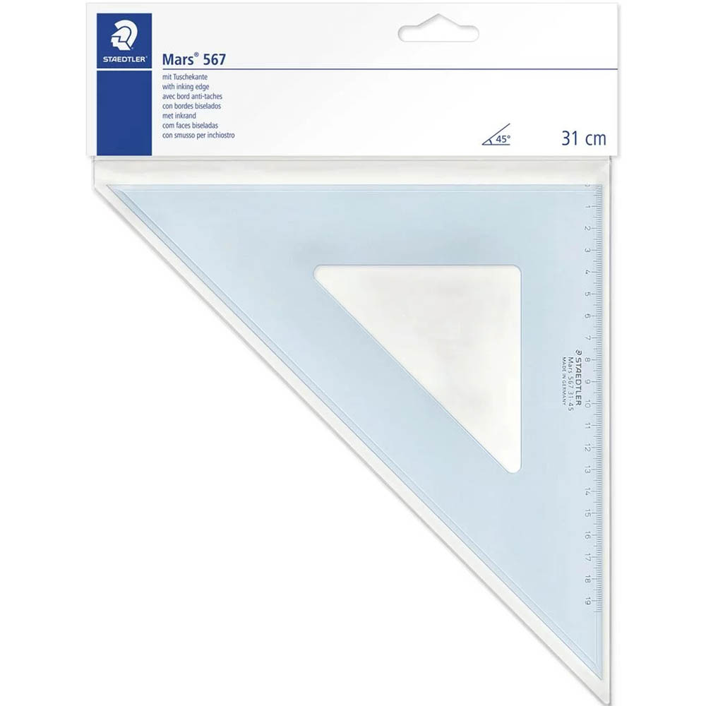 Image for STAEDTLER 567 MARS SET SQUARE 45/45 310MM CLEAR from OFFICE NATIONAL CANNING VALE