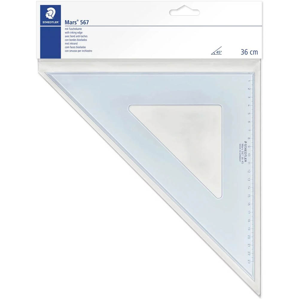 Image for STAEDTLER 567 MARS SET SQUARE 45/45 360MM CLEAR from OFFICE NATIONAL CANNING VALE