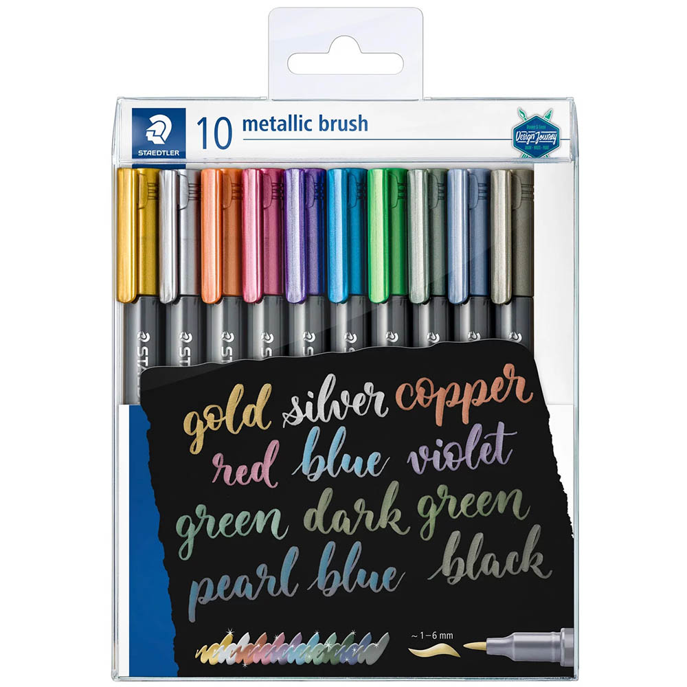 Image for STAEDTLER 8321 METALLIC BRUSH MARKER ASSORTED BOX 10 from Surry Office National