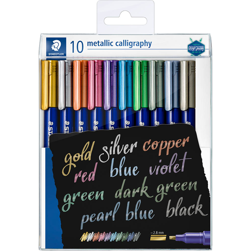 Image for STAEDTLER 8325 METALLIC CALLIGRAPHY MARKER 2.8 MM ASSORTED PACK 10 from Ezi Office National Tweed