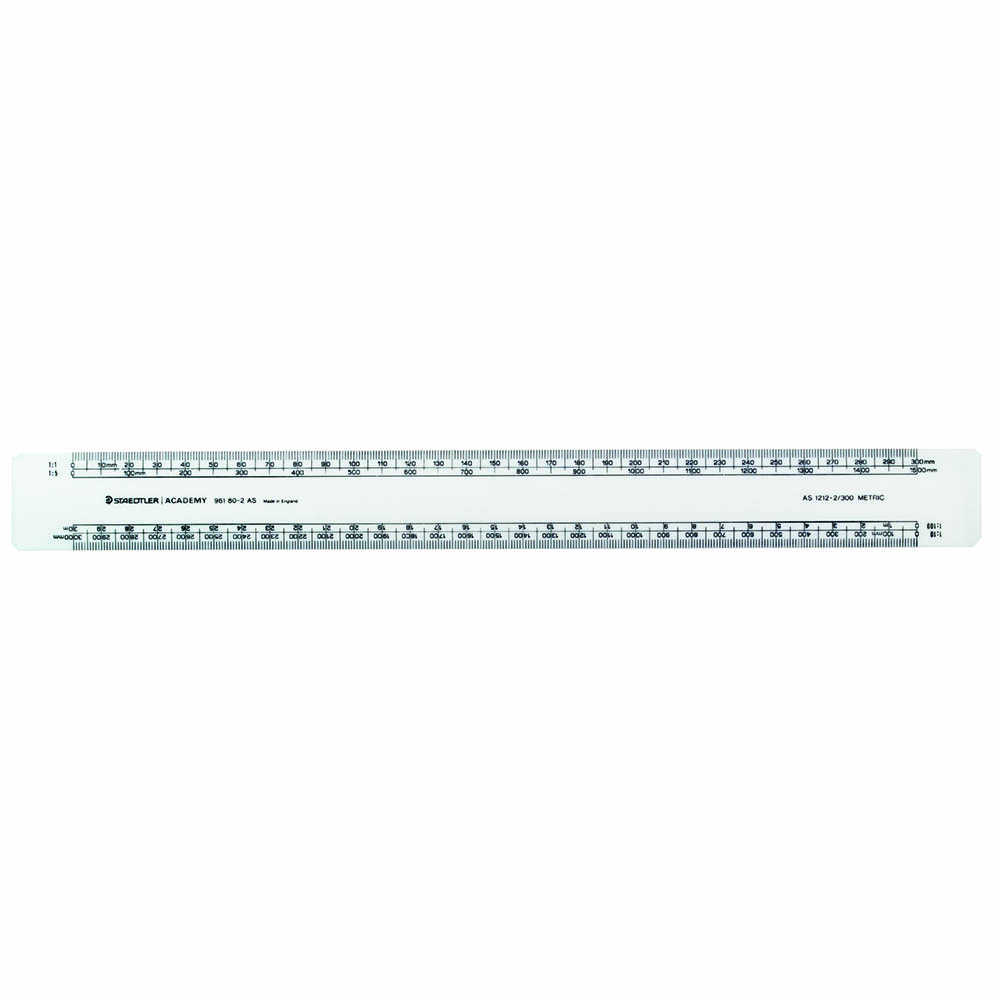 Image for STAEDTLER AS1212-2 ACADEMY OVAL SCALE RULER 300MM CLEAR from Ezi Office National Tweed