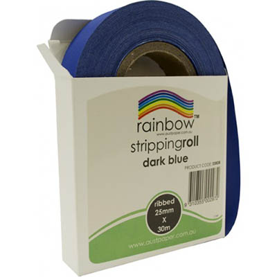 Image for RAINBOW STRIPPING ROLL RIBBED 25MM X 30M DARK BLUE from Surry Office National
