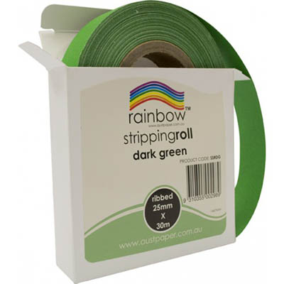 Image for RAINBOW STRIPPING ROLL RIBBED 25MM X 30M DARK GREEN from OFFICE NATIONAL CANNING VALE