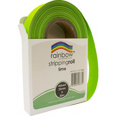 Image for RAINBOW STRIPPING ROLL RIBBED 25MM X 30M LIME from Office National Capalaba