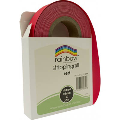 Image for RAINBOW STRIPPING ROLL RIBBED 25MM X 30M RED from Office National Capalaba