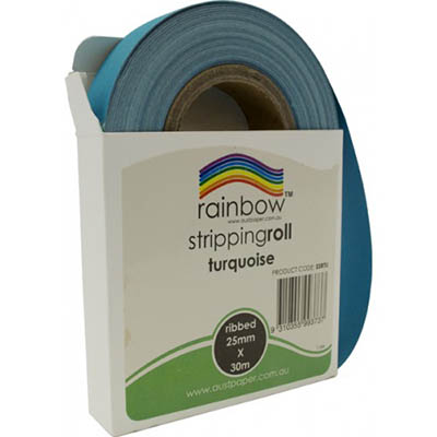 Image for RAINBOW STRIPPING ROLL RIBBED 25MM X 30M TURQUOISE from Office National Balcatta