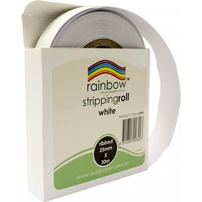 Image for RAINBOW STRIPPING ROLL RIBBED 25MM X 30M WHITE from OFFICE NATIONAL CANNING VALE