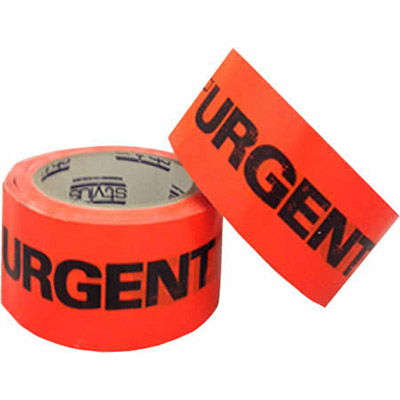 Image for STYLUS 455 PRINTED PACKAGING TAPE URGENT 48MM X 66M FLUORO ORANGE from Complete Stationery Office National (Devonport & Burnie)