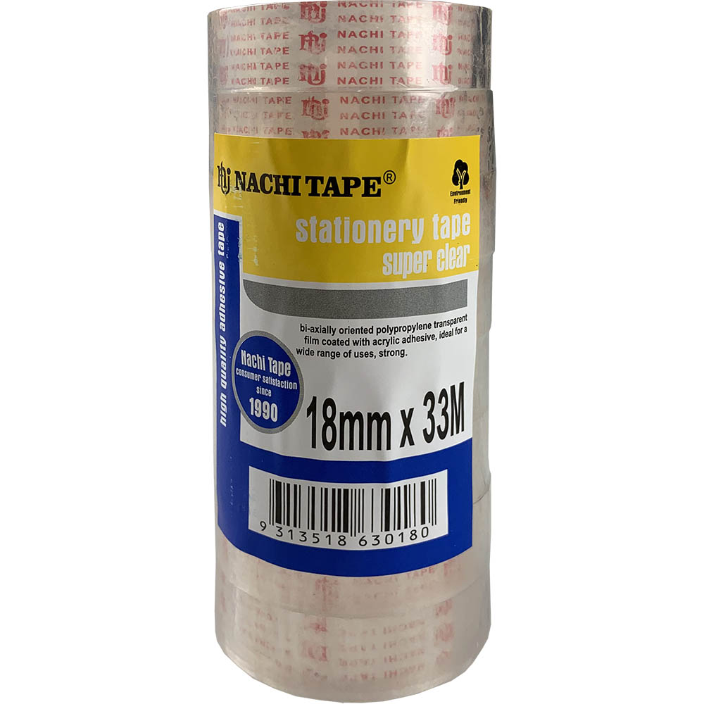 Image for NACHI 630 STATIONERY TAPE 18MM X 33M TRANSPARENT PACK 8 from Office National Limestone Coast