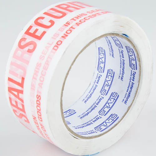Image for STYLUS SP250 SECURITY SEAL PACKAGING TAPE 48MM X 66M RED/WHITE from OFFICE NATIONAL CANNING VALE