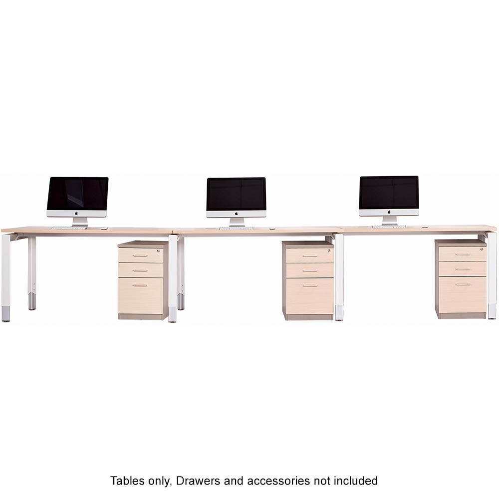 Image for OBLIQUE HEIGHT ADJUSTABLE 3 PERSON STRAIGHT DESK 3600 X 750 X 720MM SNOW MAPLE from Aztec Office National
