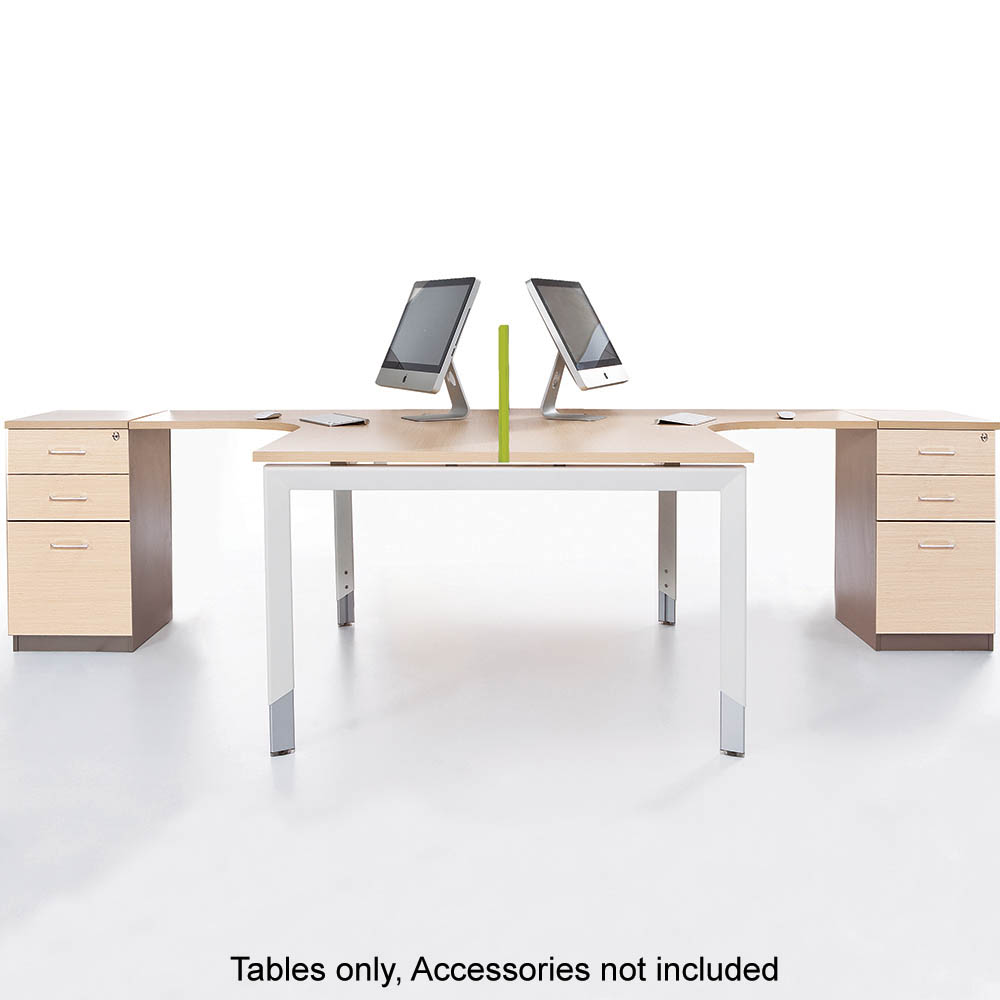 Image for OBLIQUE HEIGHT ADJUSTABLE 2 PERSON CORNER WORKSTATION FIXED PEDESTAL 3000/1500 X 600/500 X 720MM SNOW MAPLE from Office National Sydney Stationery