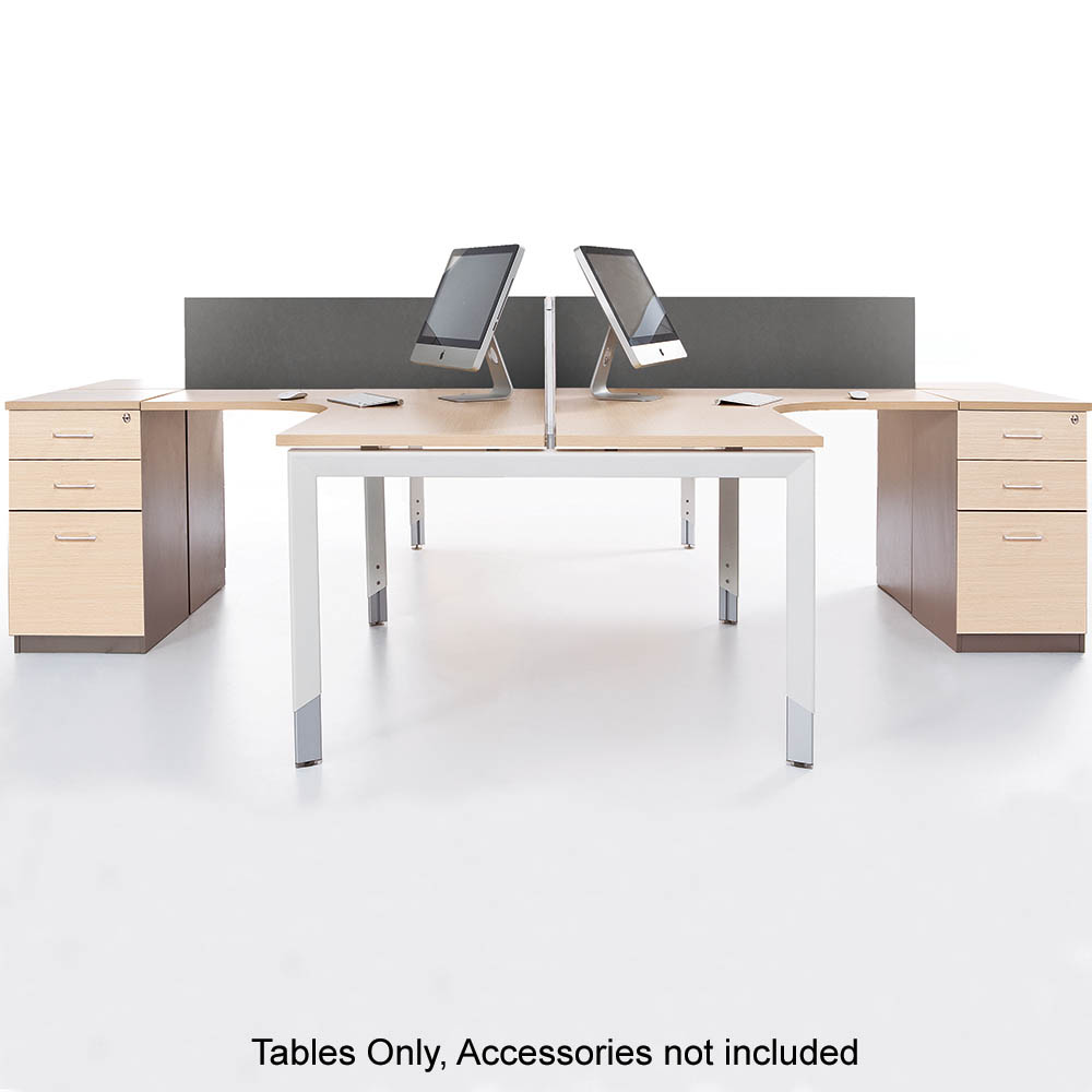 Image for OBLIQUE HEIGHT ADJUSTABLE 4 PERSON CORNER WORKSTATION FIXED PEDESTAL 3000/3000 X 600/500 X 720MM SNOW MAPLE from Aztec Office National Melbourne