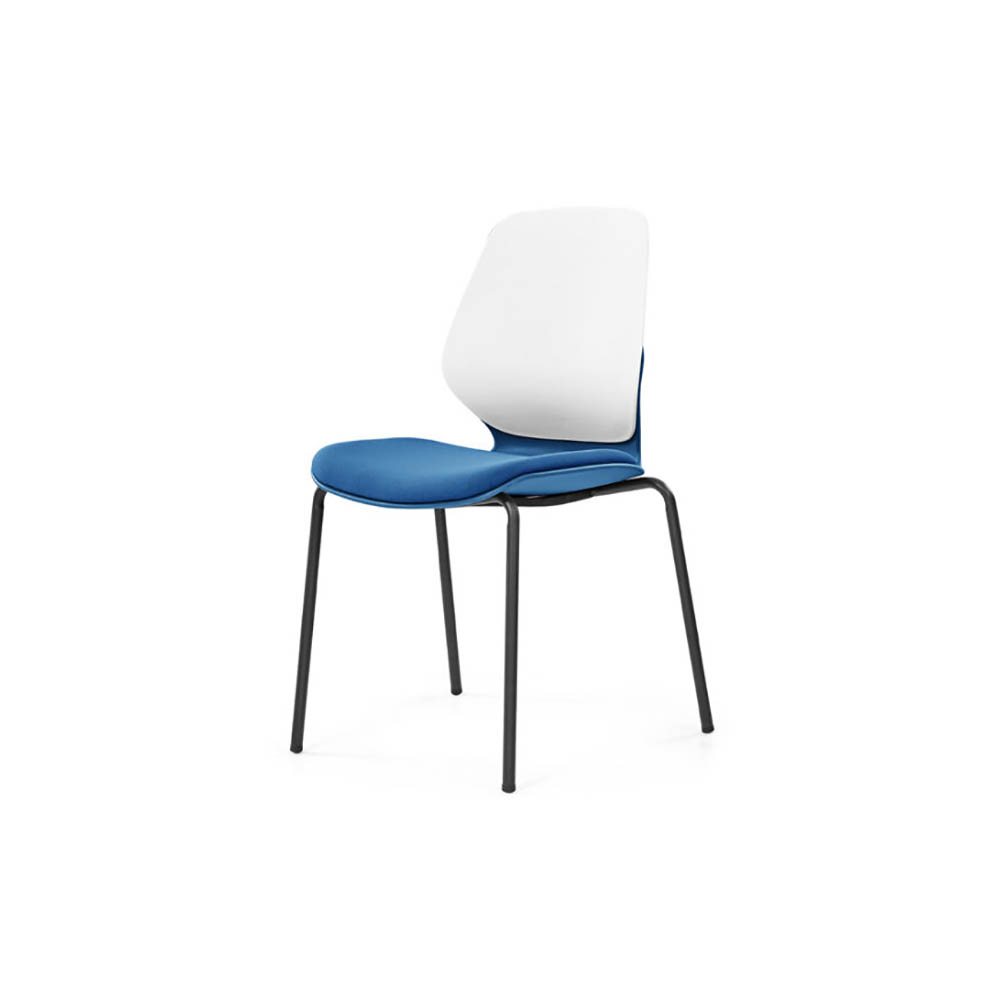 Image for SYLEX KALEIDO CHAIR 4 LEG NO ARMS WHITE STEEL FRAME BLUE SEAT from Angletons Office National