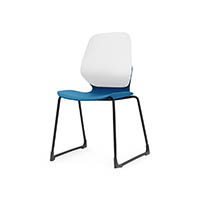 sylex kaleido chair white sled frame blue seat