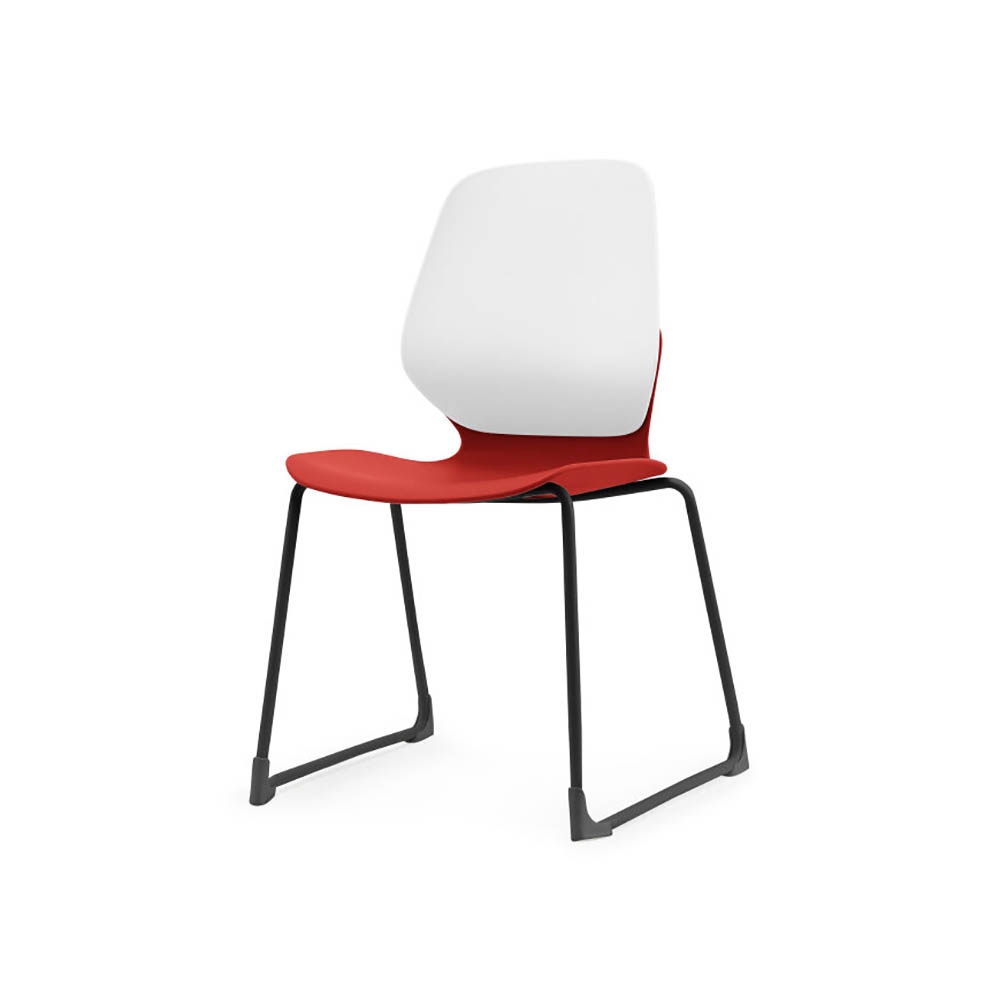 Image for SYLEX KALEIDO CHAIR WHITE SLED FRAME RED SEAT from Office National