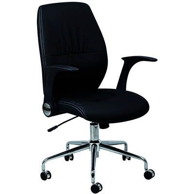 Image for SYLEX MODENA TASK CHAIR MEDIUM BACK ARMS PU BLACK from Connelly's Office National