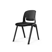 sylex pallete chair 4 leg no arms black aliminium frame black seat