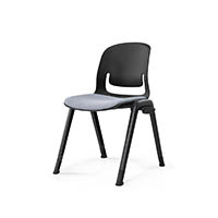 sylex pallete chair 4 leg no arms black aliminium frame grey seat