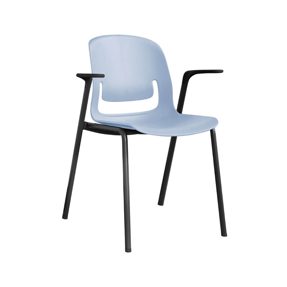 Image for SYLEX PALLETE CHAIR 4 LEG WITH ARMS BLACK STEEL FRAME GREY SEAT from Emerald Office Supplies Office National