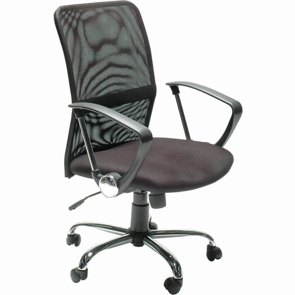 Image for SYLEX STAT TASK CHAIR MEDIUM BACK 1-LEVER ARMS MESH BLACK from Pirie Office National