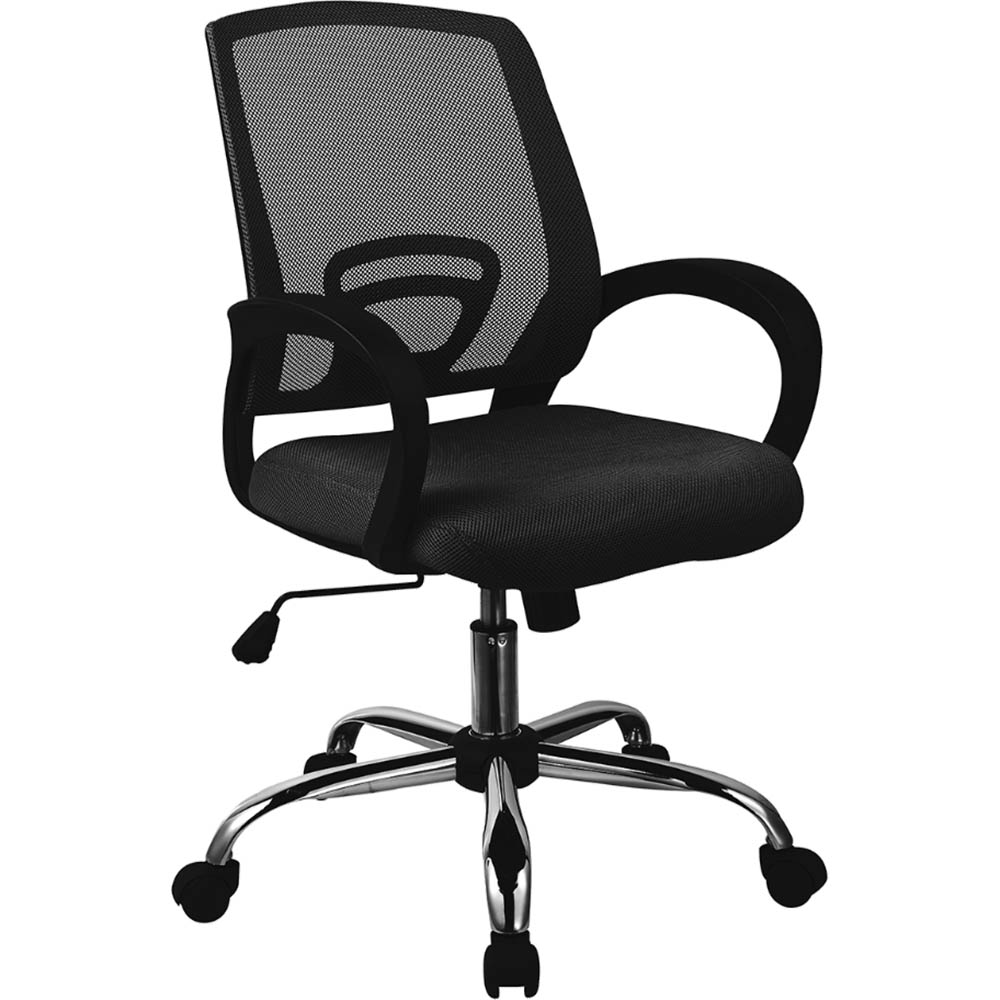 Image for SYLEX TRICE TASK CHAIR MEDIUM BACK 1-LEVER ARMS MESH BLACK BLACK SEAT from Discount Office National