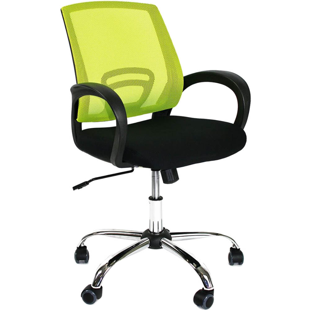 Image for SYLEX TRICE TASK CHAIR MEDIUM BACK 1-LEVER ARMS MESH LIME BLACK SEAT from PaperChase Office National