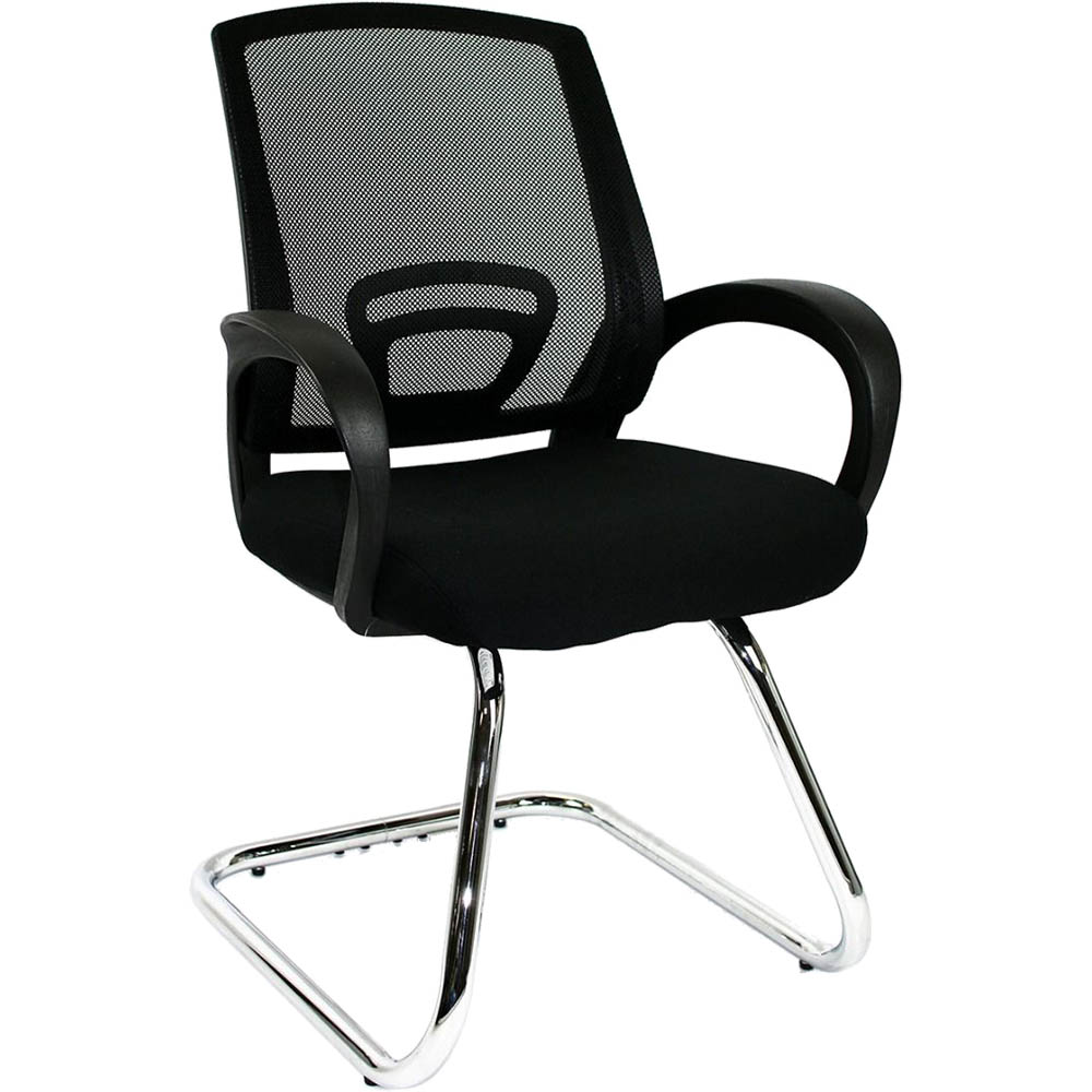 Image for SYLEX TRICE VISITOR CHAIR CANTILEVER BASE MEDIUM BACK ARMS MESH BLACK WITH BLACK SEAT from Discount Office National