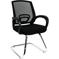 sylex trice visitor chair cantilever base medium back arms mesh black with black seat