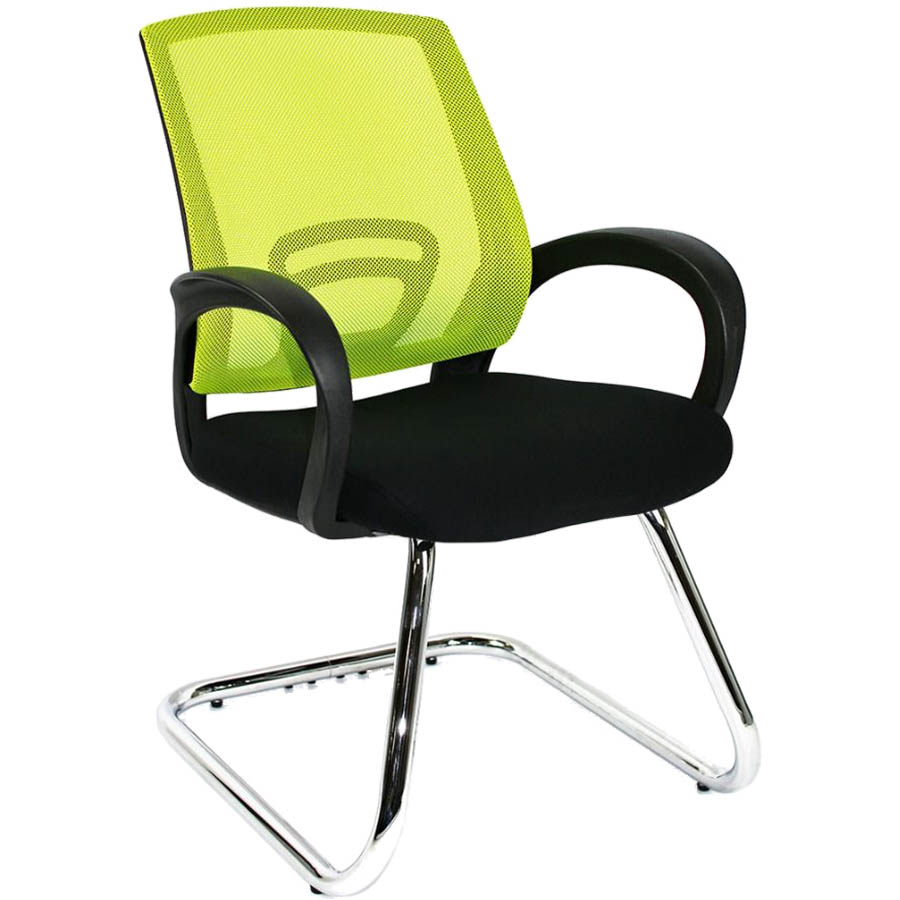 Image for SYLEX TRICE VISITOR CHAIR CANTILEVER BASE MEDIUM BACK ARMS MESH LIME WITH BLACK SEAT from Office National Sydney Stationery