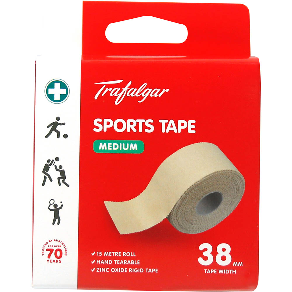 Image for TRAFALGAR SPORTS TAPE MEDIUM 38MM X 15M from Surry Office National