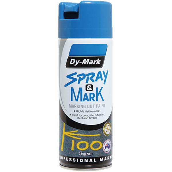 Image for DY-MARK SPRAY AND MARK LAYOUT PAINT 350G FLURO BLUE from Ezi Office National Tweed